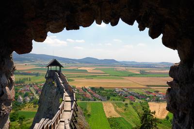 Boldogkőváralja látványa Boldogkő várából-stock-foto