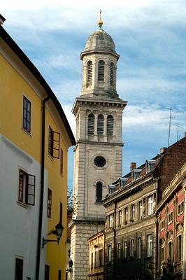 Az Evangélikus templom Sopron belvárosában-stock-foto