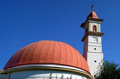 Palkonya, katolikus templom (kupolás körtemplom)-stock-foto