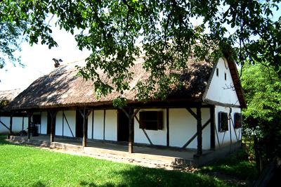 Ormánsági talpasház Sellyén-stock-foto