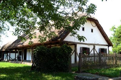 Ormánsági talpasház Sellyén-stock-foto