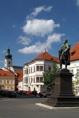 Győr, Bécsi kapu tér-stock-foto