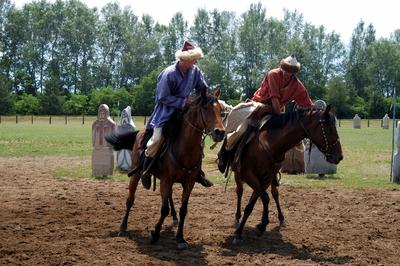 Lovasbemutató Ópusztaszeren-stock-foto