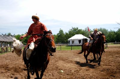 Lovasbemutató Ópusztaszeren-stock-foto