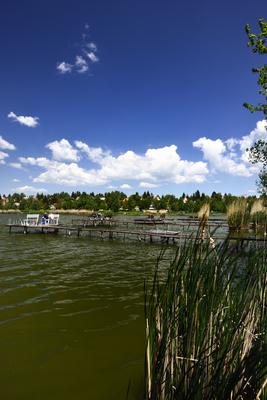 A börzsöny lábánál található festõi környezetben a diósjenõi tó-stock-foto