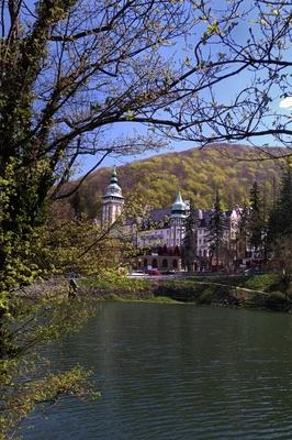 Lillafüred, Hámori-tó és a Palotaszálló-stock-foto