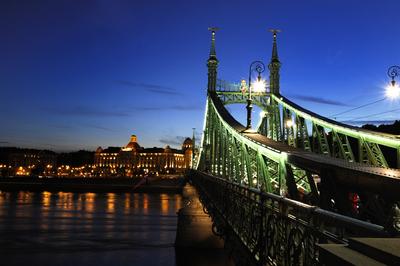Budapest, Szabadság híd-stock-foto