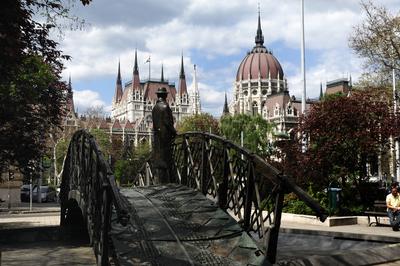 Budapest, Nagy Imre miniszterelnök szobra-stock-foto