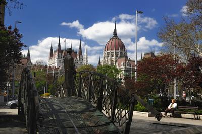 Budapest, Nagy Imre miniszterelnök szobra-stock-foto