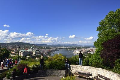 Budapest, Pest és Buda látképe-stock-foto