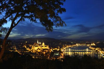 Budapest, esti panoráma-stock-foto