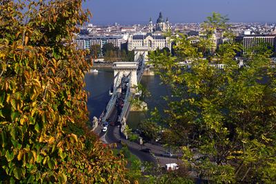 Budapesti panoráma a Várhegyről-stock-foto