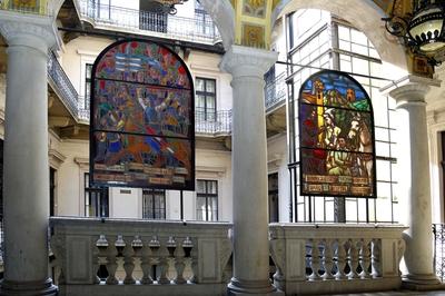 Budapest, Saxlehner-palota (Postamúzeum)-stock-foto
