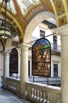 Budapest, Saxlehner-palota (Postamúzeum)-stock-foto