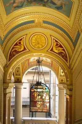 Budapest, Saxlehner-palota (Postamúzeum)-stock-foto