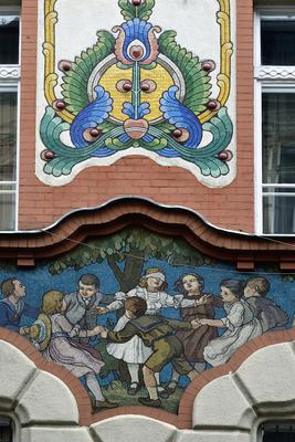 Szecessziós iskolaépület Erzsébetvárosban-stock-foto