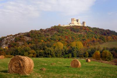 A Cseszneki Vár látványa a Bakony hegységben-stock-foto