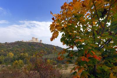 A Cseszneki Vár látványa a Bakony hegységben-stock-foto
