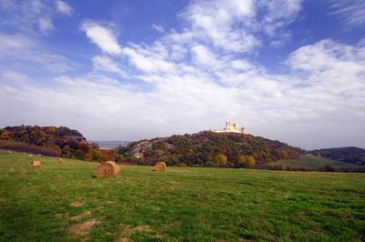 A Cseszneki Vár látványa a Bakony hegységben-stock-foto