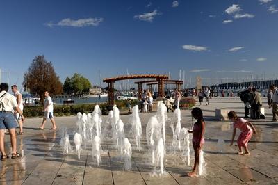 Balatonfüred, élményszökőkút-stock-foto