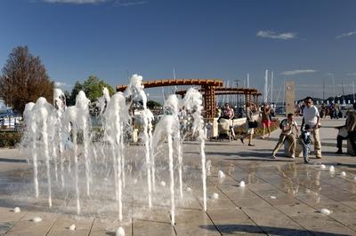 Balatonfüred, élményszökőkút-stock-foto