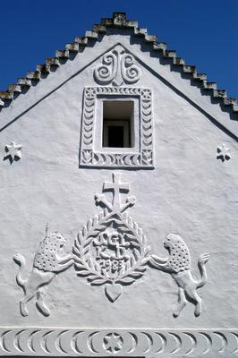 Salföld, hagyományos, népi építészetű lakóházak.-stock-foto