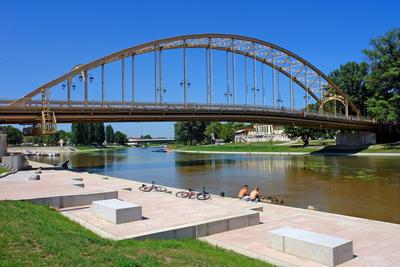 Győr, Mosoni-Duna, Kossuth-híd-stock-foto