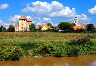 Simontornya, látkép-stock-foto