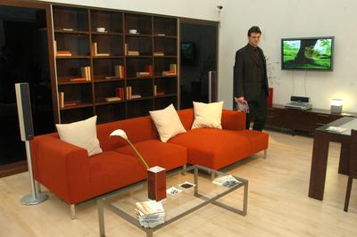 Lakástrend kiállítás-stock-foto