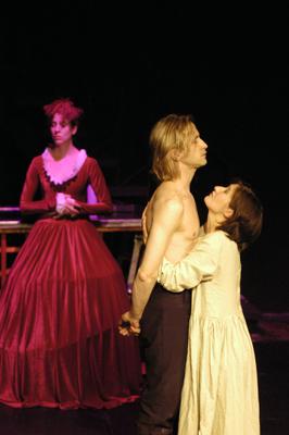 Budapest, 2004.02.11.
A Napszínház 2004. február 26-án mutatta be Donatien-Alphonse-François de Sade Justine című műve alapján készült előadását a Thália Régi Stúdióban. 
Szereplők: Pálfi Kati, Csontos Róbert, Fodor Krisztina, Dévai Balázs-stock-foto