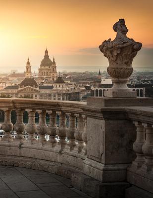 Hajnali látkép a budai várból-stock-foto
