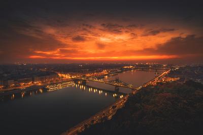 Napfelkelte a Gellért hegyről-stock-foto