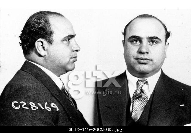 AL CAPONE (1899-1947) American gangster businessman in a police mugshot about 1930