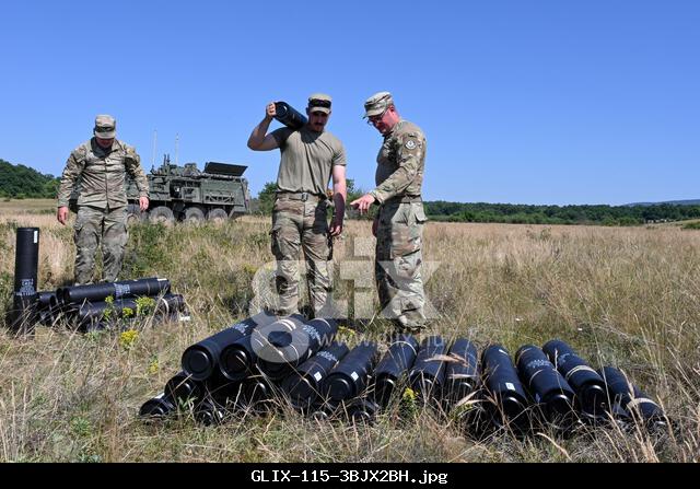 U.S. Soldiers assigned to 4th Squadron, 2nd Cavalry Regiment, prepare 120mm mortar shells during final preparations prior to the combined arms live fire exercise they will conduct with NATO and partner forces during Saber Guardian 25 at the Joint Force Training Center Hajmasker, Hungary, June 15, 2025. The 2nd Cavalry Regiment, assigned to V Corps, America's forward deployed corps in Europe, works alongside NATO allies and regional security partners to provide combat-credible forces capable of rapid deployment throughout the European theater to defend the NATO alliance. Demonstrating global de