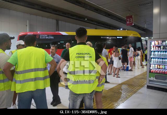 Palma, Spain. 18th July, 2025. Strikers gather at the main bus station in Palma on the first day of a strike by bus drivers and employees of the TIB (transport company of the Balearic Islands) on Mallorca. The strike has already led to restrictions in bus services on the vacation island. Credit: Clara Margais/dpa/Alamy Live News