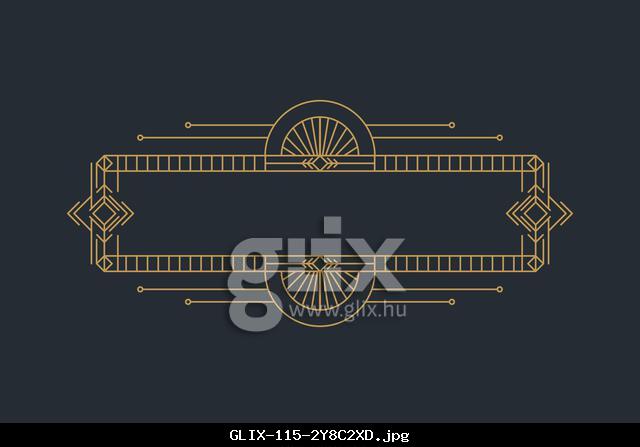 Art deco frames, golden elegant antique borders, decorative game buttons or labels isolated on dark background