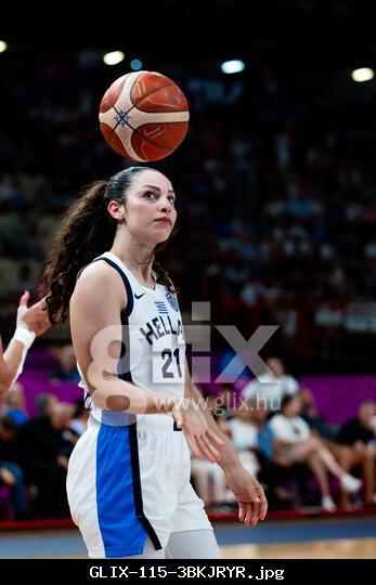 Piraeus-Greece-21 June 2025-Eleanna Christinaki 21 of Greece react at the end of the 1st half of the game for Fiba Women Eurobasket 2025 at Peace and Friendship Arena in Piraeus - Greece on 21 of June 2025. Xenophon Karakalos / Alamy News Live