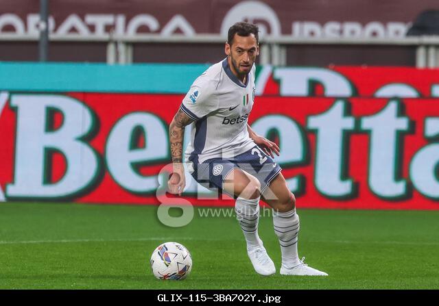 Turin, Italy. 11th May, 2025. Hakan Calhanoglu of FC Internazionale seen in action during Serie A 2024/25 football match between Torino FC and FC Internazionale at Olimpico Grande Torino Stadium Torino FC 0 - 2 FC Internazionale Credit: SOPA Images Limited/Alamy Live News