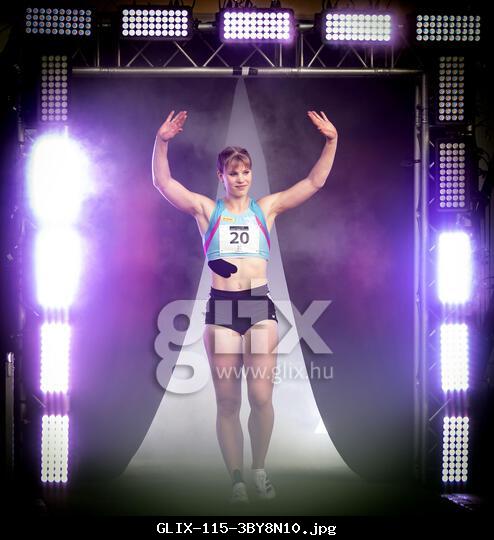 Wetzlar, Deutschland. 18th July, 2025. Voller Vorfreude: Talea Prepens (GER/TV Cloppenburg) bei der Athletenvorstellung zum 100m-Finale der Frauen; Fast Arms Fast Legs 2025 - Leichtathletik-Meeting am 18.07.2025 im enwag Stadion in Wetzlar (Hessen). Credit: dpa/Alamy Live News