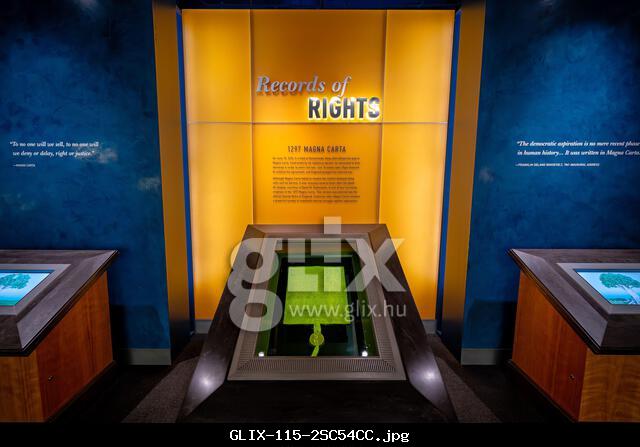 WASHINGTON DC — The 1297 Magna Carta, one of only four surviving originals, is displayed at the National Archives Building. This version, which entered the official Statute Rolls of England, was donated by David M. Rubenstein. The document represents King John's forced agreement with rebellious barons at Runnymede in 1215, though this display copy dates from a later reissue.