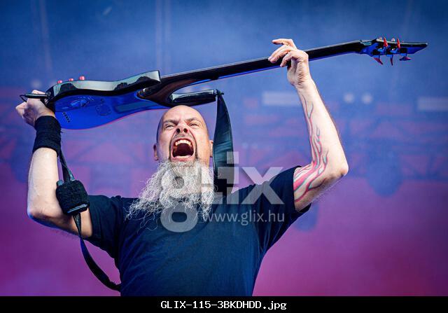 Copenhagen, Denmark. 19th, June 2025. The Danish heavy metal band Mnemic performs a live concert during the Danish heavy metal festival Copenhell 2025 in Copenhagen. Here bass player Tomas Koefoed is seen live on stage.