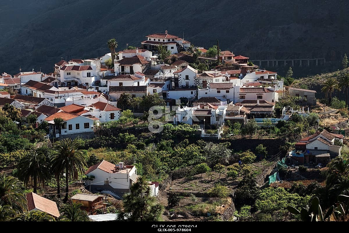 Fataga látképe, Gran Canaria, Kanári-szigetek, Spanyolország