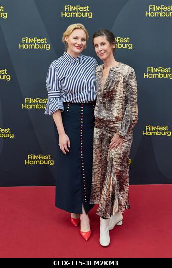 Hamburg, Germany. 26th Sep, 2026. Rosalie Thomass (left), screenwriter and actress, and Daniela Dröscher, author, pose on the red carpet in front o...