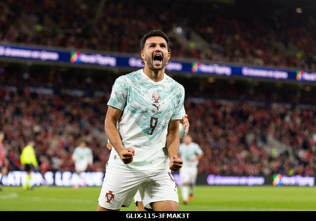 Oslo, Norvégia. 2026. szeptember 27. OSLO, NORVÉGIA - SZEPTEMBER 27.: A portugál Goncalo Ramos ünnepel a gólja után az UEFA Nemzetek Ligája Norvégi...