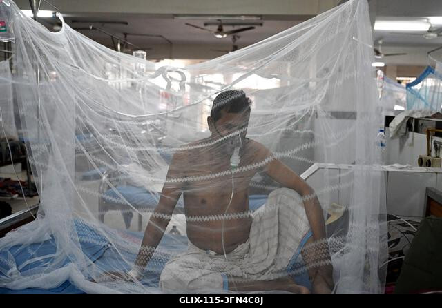 LEGJOBB KÉPEK - DHAKA, BANGLADES, 2026. SZEPTEMBER 24.: Dengue-lázban szenvedő betegeket kezelnek szúnyogháló alatt a dakkai Sir Salimullah Orvosi...