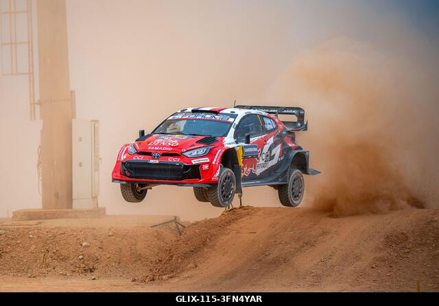 Sébastien Ogier (FRA) and Vincent Landais (FRA) on a Toyota GR Yaris Rally1 in action during  the FIA WRC RALY ITALIA SARDEGNA in Alghero, Italy on...