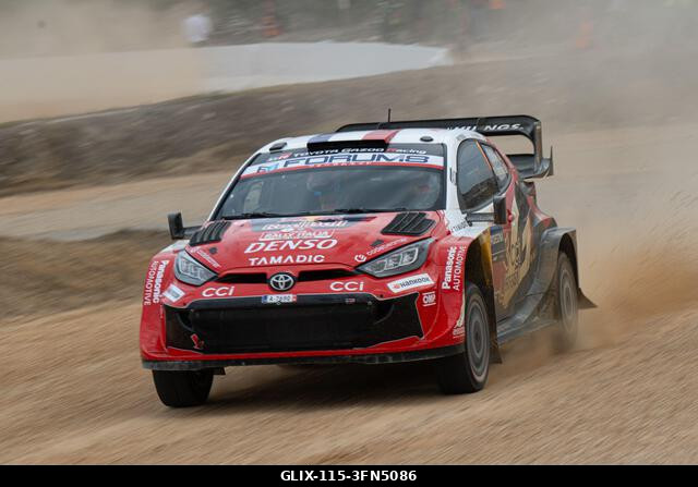 Alghero, Sardinia, Italy. 1st Oct, 2026. Sébastien Ogier (FRA) and Vincent Landais (FRA) on a Toyota GR Yaris Rally1 in action during the FIA WRC R...