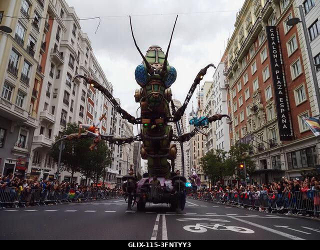 MADRID, SPAIN - October 04: Thousands of dancers paraded along Gran Vía in Madrid to kick off Spain's national festivities with the traditional His...