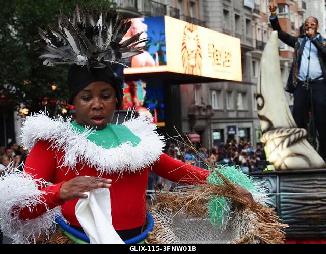 MADRID, SPAIN - October 04: Thousands of dancers paraded along Gran Vía in Madrid to kick off Spain's national festivities with the traditional His...