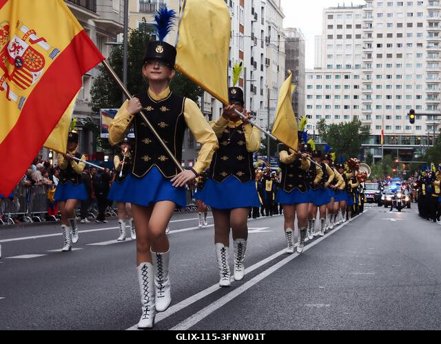 MADRID, SPAIN - October 04: Thousands of dancers paraded along Gran Vía in Madrid to kick off Spain's national festivities with the traditional His...
